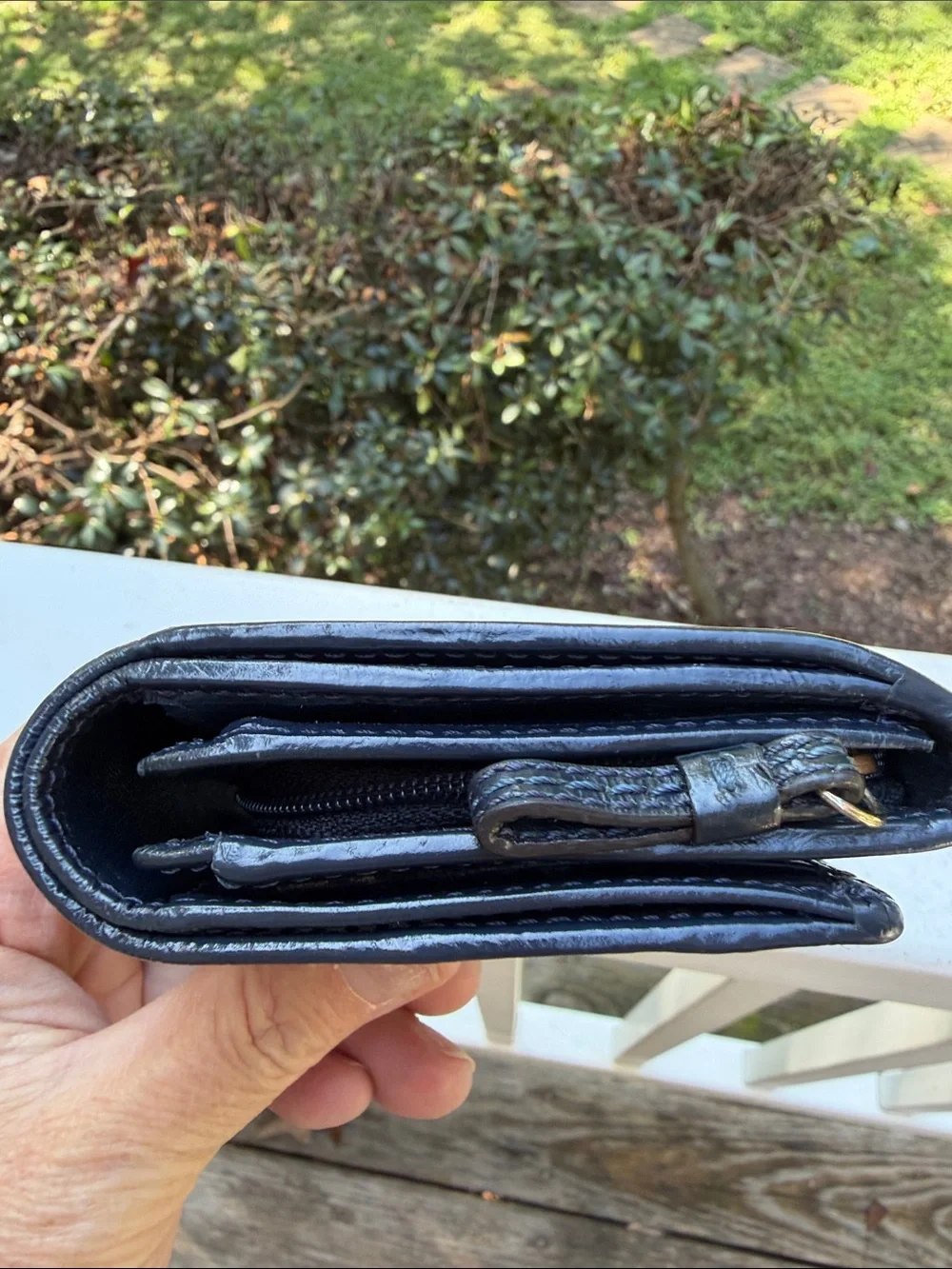 Coach Signature Denim Canvas and Navy Leather Compact Wallet